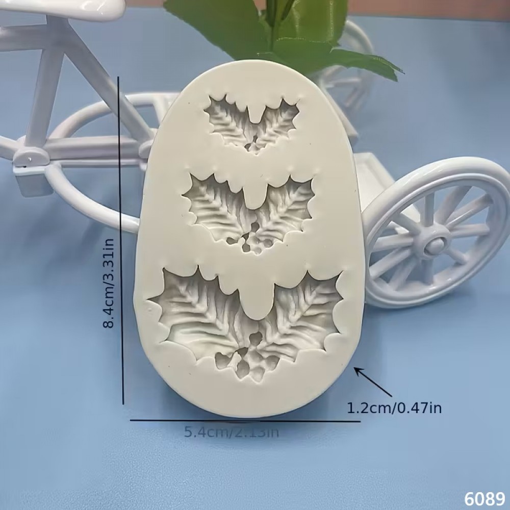 YY6089 Yılbaşı Temalı 3lü Yaprak Silikon Kalıp YY6089 Yılbaşı Temalı 3lü Yaprak Silikon Kalıp